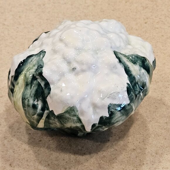 VINTAGE HANDPAINTED CERAMIC CAULIFLOWER MAJOLICA DECOR DISPLAY ART VIETRI ITALY - Picture 3 of 8